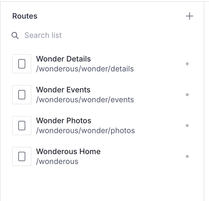 CMS template routes for the Wonder