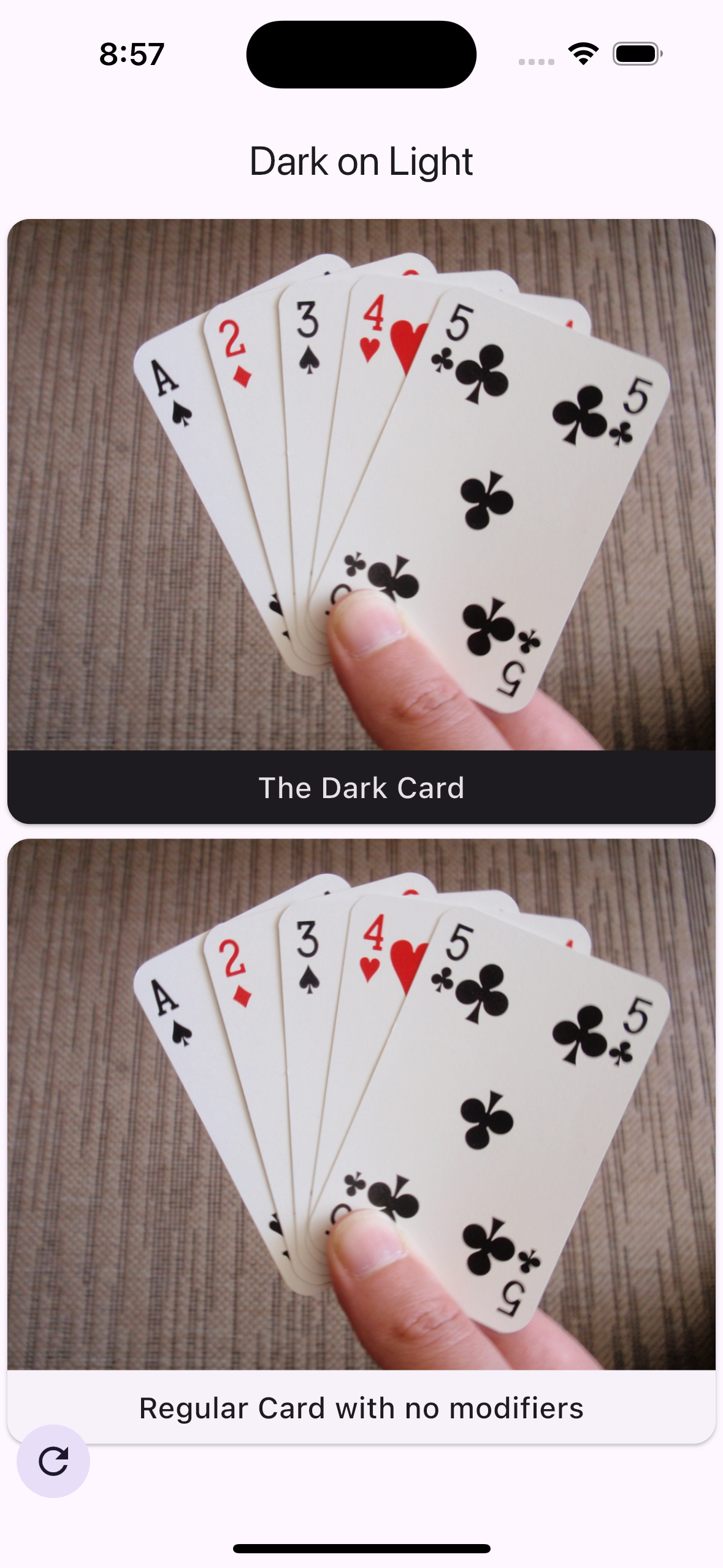 Dark Theme for Card via a Modifier rendered in the app